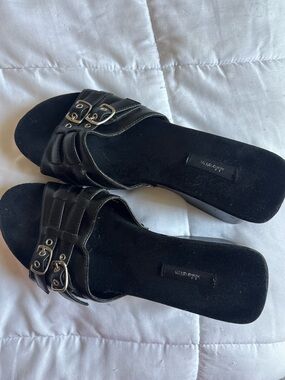 Xhilaration Women’s Black Slide Sandals with Buckle Detail